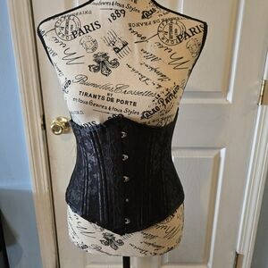 Black Floral Underbust Corset Belt - Women's Waist Cincher